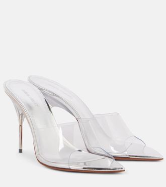 Amina Muaddi Bianca Glass 95 PVC mules