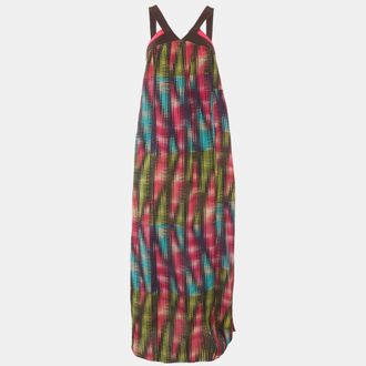 M Missoni Multicolour Abstract Print Silk Flared Maxi Dress