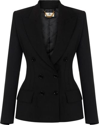 Elisabetta Franchi Lichtgewicht Cr&ecirc;pe Jasje - Dames - Blazers - Zwart - S - Jassen