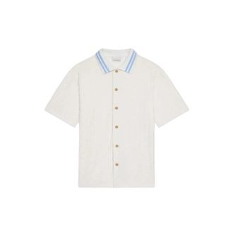 Dr&ocirc;le de Monsieur La Chemise Monogramme - Heren - Korte mouwen Overhemden - Wit - M - Katoen - Overhemden