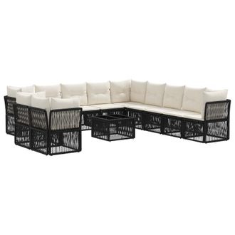vidaXL Conjunto De Sof&aacute;s De Jard&iacute;n 12 Pcs Negro Rat&aacute;n Sint&eacute;tico Vidaxl