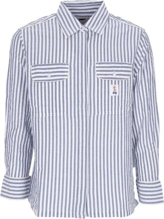 Obey Gestreept shirt met lange mouwen set - Dames - Overhemden - Blauw - M - Katoen - Overhemden