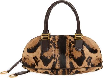 Balenciaga Mini Bolero Genuine Calf Hair Bowling Bag in 9220 Natural/moka at Nordstrom