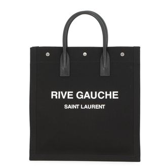 Saint Laurent Black Canvas Handbag Tote Bag (Pre-Owned)
