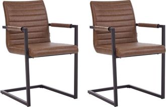 Beliani Beliani - Set of 2 Cantilever Conference Chairs Faux Leather Brown Dining Room Meeting Room Buford