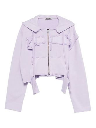 Ottolinger distressed zip-up hoodie - unisex - Organic Cotton - S - Purple