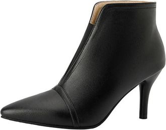 Generic Women Elegant Stiletto Heel Ankle Boots with Pointed Toe, Slip-on Style for Work and Leisure,Black,6.5 UK