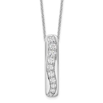 Diamond2Deal 14k Gold 3/4 Ct Lab Grown Diamond Vertical Bar Slide Pendant Necklace 18