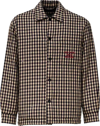 Dr&ocirc;le de Monsieur Overhemden, Heren, Beige, M, Oversized Gewatteerd Geruit Overhemd