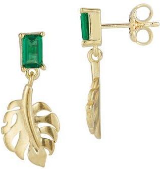 Sphera Milano Cubic Zirconia Leaf Drop Earrings in Gold at Nordstrom Rack