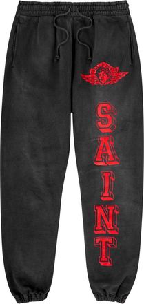 Saint Mxxxxxx Saint Mxxxxxx Angel of Death Printed Cotton Sweatpants - Black - XL