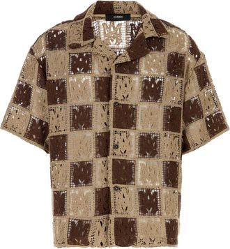 Amiri Brown Oversized Crochet Shirt