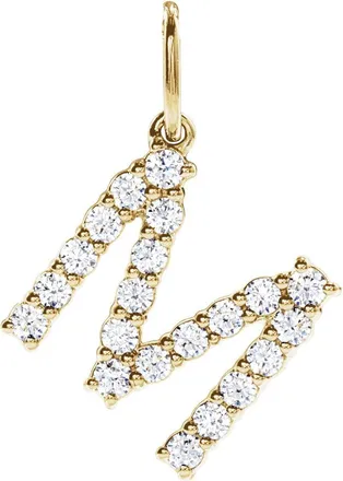 Diamond2Deal 14k Gold 1/3ct Lab-Grown Diamond Initial M Pendant