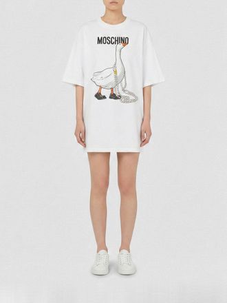 Moschino Cotton T-Shirt Dress with Goose Print