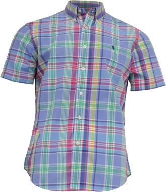 Ralph Lauren Plaid Button-Down Short Sleeve Shirt in Multicolor Cotton