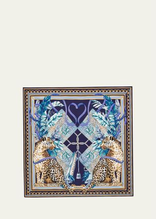 Ferragamo Feline-Print Silk Foulard