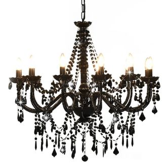 Berkfield Home Chandelier with Beads Black 12 x E14 Bulbs