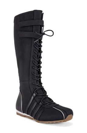 Azalea Wang Ozzy Knee High Boxing Boot in Black at Nordstrom, Size 10