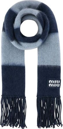 Miu Miu logo-embroidered scarf - Blue