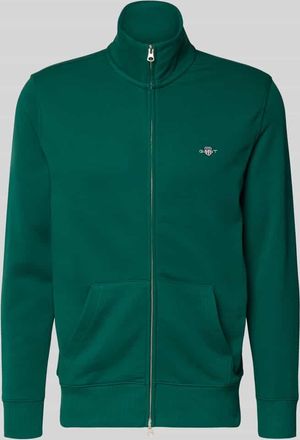 GANT Sweatjacke mit Label-Stitching in Dunkelgruen, Gr&ouml;&szlig;e XXXL