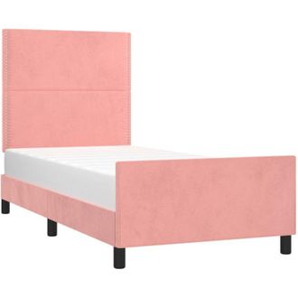 vidaXL Estructura de cama sin colchón terciopelo rosa 90x190 cm Vidaxl
