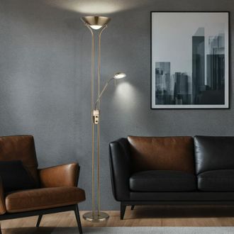 Globo Lighting Lampada da terra soffitto washlight led dimmerabile con lampada da lettura Lampade da terra a led con dimmer, spot lettura flessibile ottone