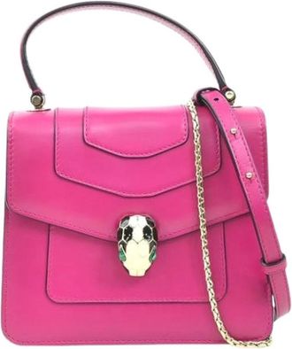 Bulgari Pre-owned Vintage Handbag - Dames - Vintage Handtas - Roze - ONE Size - Leer - Vintage
