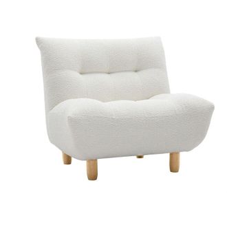 Miliboo Miliboo - Sill&oacute;n N&oacute;rdico De Borreguillo Blanco Y Madera Clara Yumi