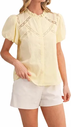Merci Daisy Button-Down Top In Yellow