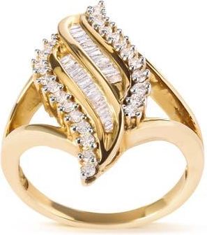 House of Brilliance 10K Yellow Gold 1/2 Cttw Diamond Cocktail Ring at Nordstrom, Size 7