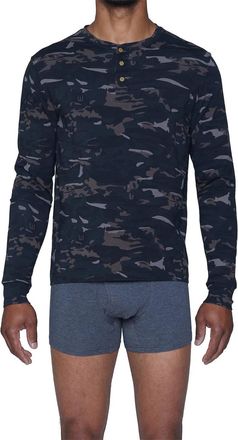 Wood Henley Lounge Shirt In Forest Camo