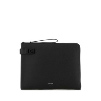 Ferragamo Black Leather Clutch