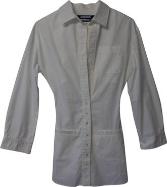 Jacquemus La robe Baunhilha Layered Shirt Dress in White Cotton