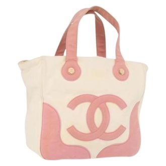 Chanel Pre-owned Tote Bags, female, White, Size: ONE SIZE Pre-owned Canvas Tote Bag