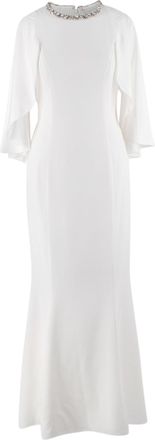 Jenny Packham Ivory Crystal Embellished Lotus Cape Gown Size XXS