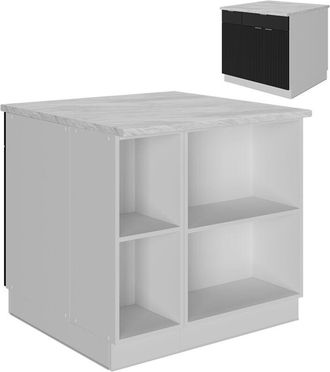 Vicco Isla De Cocina Fame-line, Rayas Negras, 90 Cm Con Caj&oacute;n, Sin Encimera, Vicco