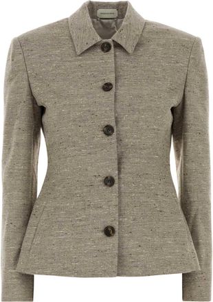 Magda Butrym Melange Dove Grey Silk Blend Blazer