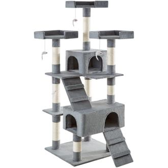 TecTake &Aacute;rbol rascador para gatos, postes de sisal, antivuelco, 170 cm, gris
