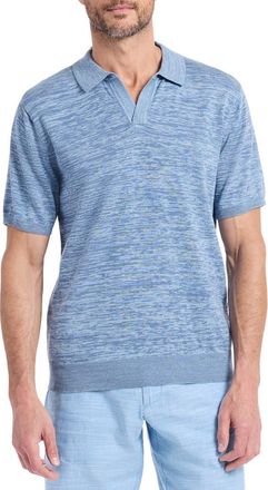 Robert Graham Raydon Johnny Collar Space Dye Sweater Polo in Light Blue at Nordstrom, Size Xxx-Large