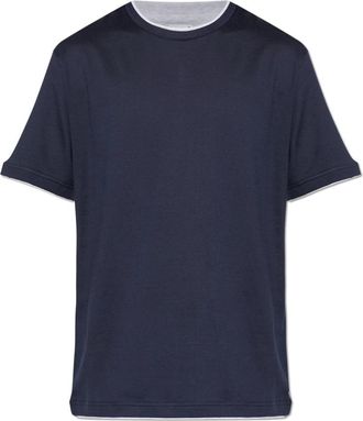 Eleventy Katoenen T-shirt Met Ronde Hals - Heren - T-shirts - Blauw - L - Katoen - Tops