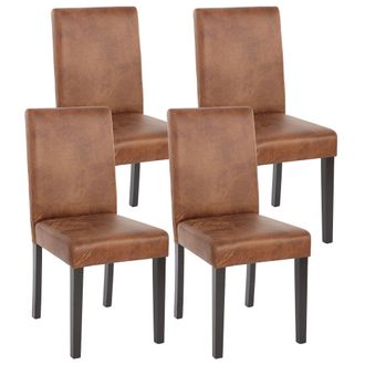 Hhg Hhg - Juego De 4 Sillas De Comedor Silla De Cocina Littau, Textil, Imitaci&oacute;n De Ante, Patas Oscuras