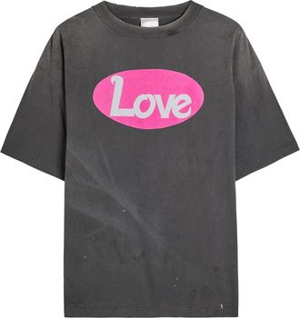 Saint Mxxxxxx Saint Mxxxxxx Love Printed Cotton T-shirt - Black - Xxl