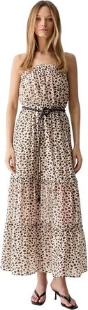 Vicolo Flared Midi Dress - Dames - Maxi kleedjes - Beige - S - Kleedjes