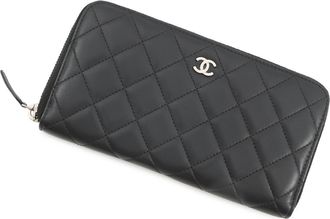 Chanel Black Leather Long Wallet (Bi-Fold) (Pre-Owned)