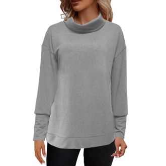 Generic Black of Friday Deals 2024 Winter Essentials for Women Womens 2024 Fall Turtleneck Long Sleeve Oversized Knit Pullover Sweaters Tunic WomenS Women (Gr