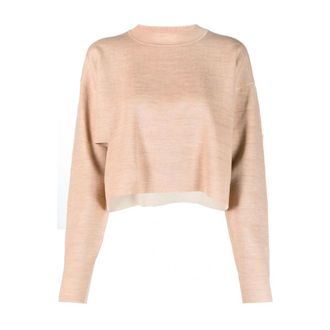 Fendi Truien & Vesten, Dames, Grijs, M, Wol, Grijze Wolmix Cropped Trui