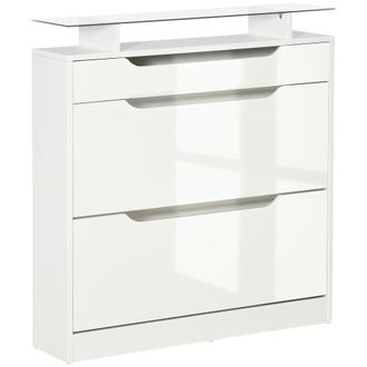 HOMCOM Mueble zapatero 89x23x96 cm blanco