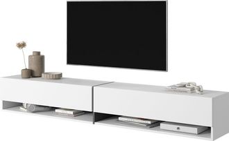 Selsey Selsey - Mirrgo - Mueble tv / Mueble de salón - blanco con inserciones de grafito - 200 cm
