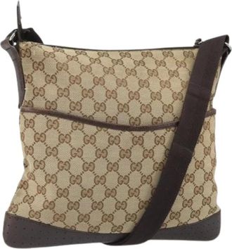 Gucci Pre-owned Cross Body Bags, female, Beige, Size: ONE SIZE Pre-owned Canvas Cross Body Bag