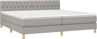 vidaXL Vidaxl - Cama Box Spring Con Colch&oacute;n Tela Y Led Gris Claro 200x200 Cm